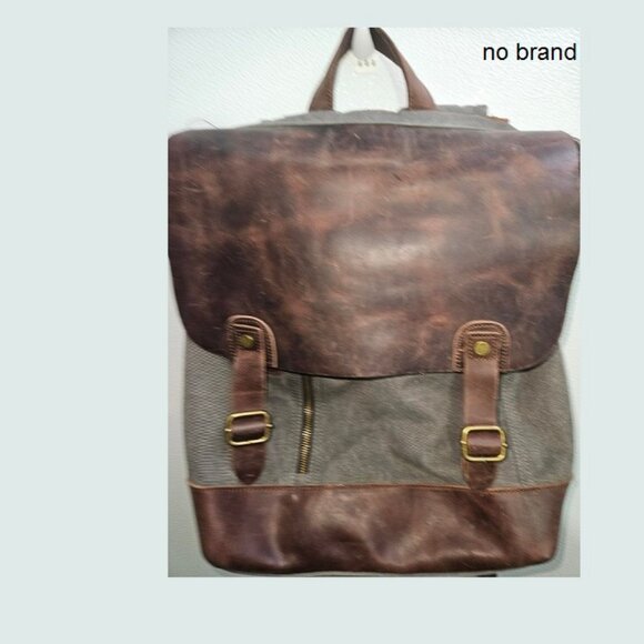 Canvas Leather Backpack, LargeTravel, School Backpack, Laptop - Picture 2 of 8
